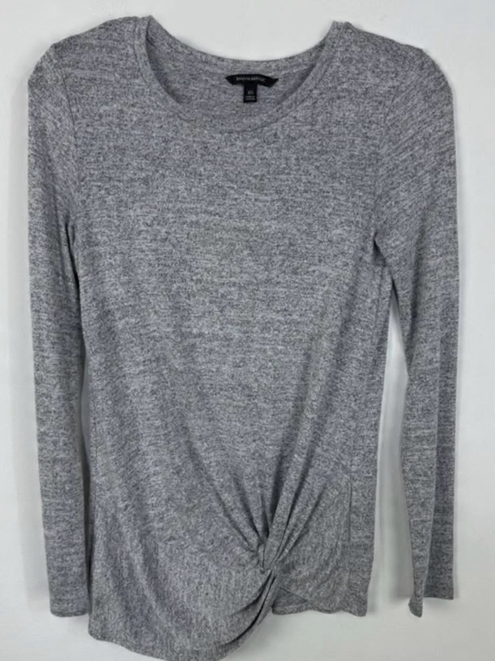 Banana Republic Women's Gray Knit Twist Front Long Sleeve Top XS